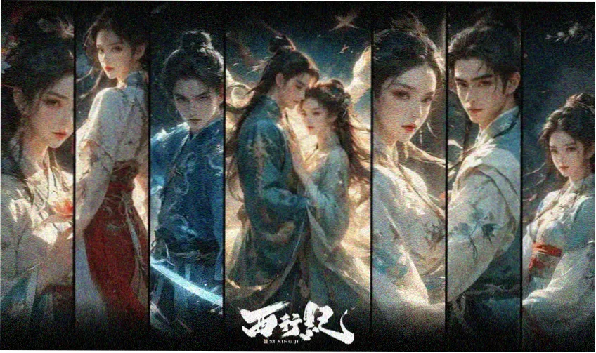 呱呱影视轮播图 星云色调人物剪影